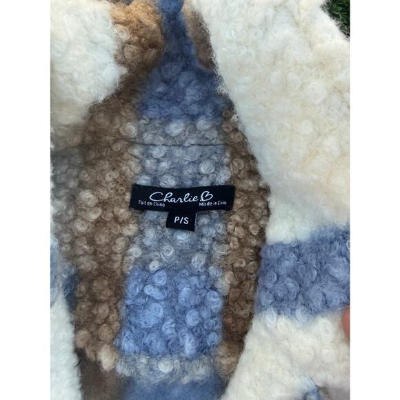 Charlie B Plaid Boucle Knit Coat Snowflake Women's Sz S - Picture 3 of 9